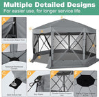 COBIZI 15x15ft Extra Large Pop-Up Gazebo Canopy Tent with Mosquito Netting, Spacious Easy Set-Up Screened Shelter, Durable Outdoor Pavilion with Ground Stakes, Perfect for Patio, Backyard,Gray