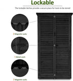MCombo Outdoor Storage Cabinet, Garden Storage Shed, Outside Vertical Shed with Lockers, Outdoor 63 Inches Wood Tall Cabinet for Yard and Patio 0870 (Black)