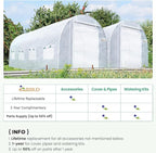 KING BIRD Premium 15x6.6x6.6FT Greenhouse for Outdoors, Large Walk-in Heavy Duty Galvanized Frame, Screen Mesh Door Window Reinforced Zipper Tunnel Hoop for Garden Plant Winter, White