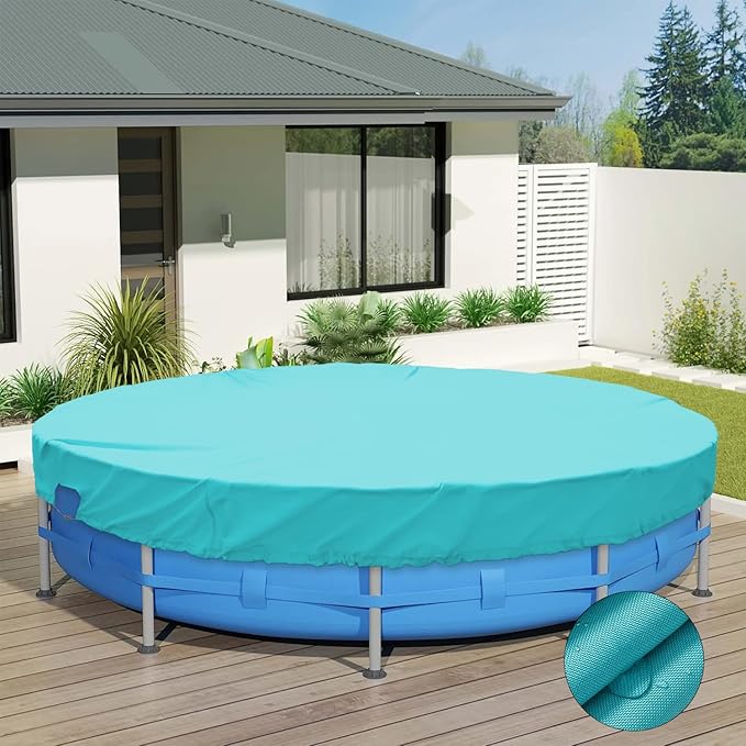 ECOOPTS 6 ft Waterproof Round Polyester Pool Cover for Above Ground Pools, Swimming Pool Cover Protector Winter Safety Cover (Turquoise)