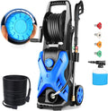 5000PSI Pressure Cleaner Power Cleaner with 33FT Hose, 4 Nozzle and 500ML Foam Cannon, Cleaner Machine for Home, Car Washing, Fence Cleaning, Patio, Blue