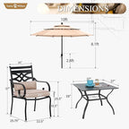 Sophia & William Patio Dining Set with Umbrella 6 Pieces, Outdoor Table and Chairs with 10ft Patio Beige Umbrella(No Base), Weather-Resistant for Garden, Backyard, Lawn, Balcony