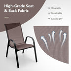 Tangkula 4 Pieces Patio Dining Chairs, Outdoor Stackable All Weather Heavy Duty Dining Chairs Set with Armrests, Support 330 LBS, for Poolside, Backyard, Garden, Deck, Front Porch (Brown)