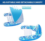 Pool Float for Adults with Canopy, XL Inflatable Chair Lounge Floaties with Adjustable Sun Shade Cover, Drink Holder, Ergonomic Headrest