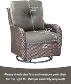 Pop 22x25/22x24 Outdoor Cushions for Patio Couch Chairs Set of 3 - High Back Comfy Outside Seat Cushions for Lawn Wicker Dining Rocker Glider Loveseat 3-Seater Sectional Sofa - Grey/Button