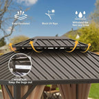 Domi 8'x10' Hardtop Gazebo Canopy Metal,Outdoor Metal Gazebo with Galvanized Steel Double Roof,Curtain and Netting,Permanent Gazebos Pavilion for Patio Deck,Backyard