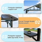 Gotland 8' x 5' Grill Gazebo, Outdoor Metal BBQ Gazebo with Triangular Structure Roof & Drainage Holes, Grill Canopy with 2 Side Shelves, for Deck Lawn Backyard