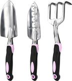 2WAYZ - Garden Tool Set - Heavy Duty 3-Piece Gardening Kit - Aluminum Alloy Spade Shovel, Transplant Hand Trowel, and Cultivator Rake - Ergonomic Non-Slip Rubber Grip - Ideal Garden Tools Gift