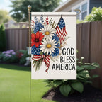God Bless America Garden Flag 12x18 Inch Double Sided 4th of July Patriotic Flag Daisy Flower Yard Banner Outdoor Decoration for Memorial Independence Day Seasonal Holiday Home Decor