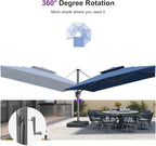 PURPLE LEAF Cantilever Umbrella with Base Included Double Top Large Offset Hanging 12FT Outdoor Square 360° Rotation Heavy Duty Umbrella for Garden Patio Deck Pool Backyard Spectrum Indigo
