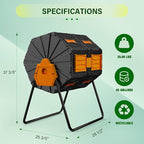 Compost Bin Outdoor 45 Gallon, BPA-Free Dual Chamber Rotating Composter for Kitchen Waste, Heavy-Duty Fast Compost Tumbler Great Sustainable Gift for Winter Garden Yard & Spring Ready Soil