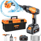 SEALIGHT Cordless Pressure Washer Portable Power Washer, 970PSI Portable Car Washer with 3.0Ah Battery 6-in-1 Nozzle Carry Box Battery Operated Power Washer for Cars, Fences, Patio, Bikes Cleaning