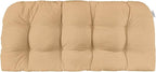 RSH DECOR Sunbrella Tufted Wicker Loveseat Cushion | 44” x 22" | Water and Fade-Resistant Performance Fabric | Outdoor Settee Cushion for Patio Furniture | Made in USA (Cast Sand Tan)