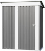 Furniwell 5x3 FT Outdoor Storage Shed, Metal Garden Sheds Outdoor Storage House with Single Lockable Door for Backyard Patio Lawn, Gray