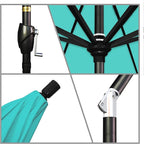 California Umbrella 9' Rd Pacific Trail Series Aluminum Patio Umbrella, Crank Lift, Push Button Tilt, Black Finish, Sunbrella Aruba Fabric