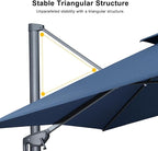 PURPLE LEAF 12 FT Cantilever Patio Umbrella Outdoor Umbrella with 330lbs Base Large Square Windproof Offset Umbrella for Pool Deck Garden, Ocean Slate