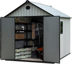 9×7 FT Outdoor Storage Shed, Large Backyard Sheds with Door, All-Weather Plastic Shed with Window, Vents, for Backyard, Patio, Lawn (9×7 FT)