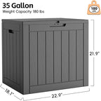 Outdoor Storage Box, 35 Gallon Deck Box Waterproof, Resin Patio Storage Bin for Package Delivery, Patio Furniture Cushion, Garden Tools, Pool Accessories, Weatherproof, Black