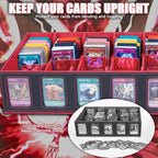 5-Row 3900+ Trading Card Storage Box for MTG, Card Deck Box with Snap-fit Design, 5 Card Sleeves, 10 Stoppers, 80 Dividers and 1 Dice Tray (Black-Red)