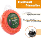 WOTIAN Weed Eater String 0.095-Inches Square Twisted Trimmer Line .095" 196ft Square Twist Weed Wacker String of Premium Nylon Compatible with Stihl Echo Grass Cordless Electric Trimmer,Orange