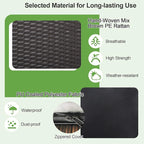 HAPPYGRILL Outdoor Storage Deck Box, 72 Gallon Square Wicker Patio Rattan Storage Container with Zippered Liner & Safe Pneumatic Rod, Outdoor Wicker Deck Box for Garden Tools Cushions