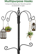 Bird Feeding Station, 94 Inch Wild Bird Feeders Pole with Wide Squirrel Baffle, 6-Hook, 4 Feeders, Water and Mesh Tray Humming Bird Feeders Stand for Outdoors Courtyards Gardens