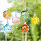 VCUTEKA Hanging Garden Gazing Ball, Hand-Blown Glass Witch Ball for Outdoor Garden Décor, 6pcs 3" Colorful Swirl
