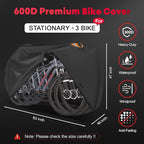 Zettum Bike Cover for 3 Bikes - Outdoor Bike Covers for Stationary 3 Bikes Heavy Duty & Waterproof, 600D Bicycle Covers for 3 eBike, Mountain Bike, Road Bike, Hybrid Bike, Beach Cruiser Bike Storage