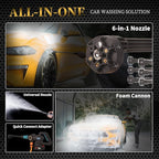 Cordless Pressure Washer with Grip,652 PSI Power Cleaner with 6-in-1 Nozzle,3-Speed Adjustment,21V Rechargeable 4.0Ah Battery High-Pressure Car Washer Gun for Home/Floor/Car Cleaning&Watering