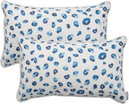 Pack of 2 Patio Lumbar Pillows, 12"x20" Fade Resistant Outdoor Waterproof Lumbar Pillow with Inners, Decorative Garden Lumbar Cushions for Home Patio Terrace Sofa Use