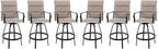 Vongrasig 6 Piece Outdoor Patio Swivel Bar Chairs, All Weather Padded Sling Textile High Top Bar Stools, Bistro Set for Backyard, Lawn Garden, Balcony, Gray