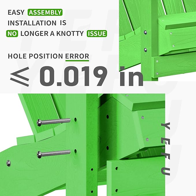 YEFU Adirondack Chairs Set of 8: Plastic Adirondack Chairs - Patio Chairs with Wood Texture - Outdoor Chair HIPS - Lawn Fire Pit Deck Porch Garden Chairs for Adults (Lime)
