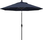 California Umbrella 9' Round Aluminum Pole Fiberglass Rib Market Umbrella, Crank Lift, Collar Tilt, Black Pole, Sunbrella Spectrum Mist