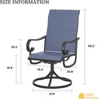 VICLLAX Swivel Patio Chairs Set of 2, 360-degree All-Weather Outdoor Swivel Chairs for Lawn Garden, Patio Dining Chairs, Black Metal Frame and Blue Textilene Mesh Fabric