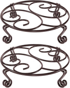 Yimobra 2 Pack Plant Stand for Flower Pot Heavy Duty Potted Holder Indoor Outdoor Metal Rustproof Iron Garden Container Round Supports Rack for Planter Bronze, Brown,11.8 Inches
