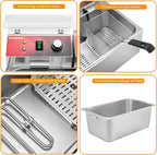 Mvegoiuok Electric Large Deep Fryer With 3 Basket 3600W Commercial Turkey Fryer Pot With Oil Filtration Lid 25QT Stainless Steels Frier for Home Use Oil Fryer