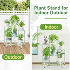 iDavosic.ly Plant Stand Indoor Outdoor, 6 Tier Corner Metal Flower Display Holder Shelf, Folding Tall Orchid Rack for Patio Balcony Porch Garden Living Room House, Light Green
