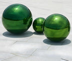 Stainless Steel Gazing Globe Mirror Ball, Decorative Gazing Balls for Garden, Reflective Smooth Garden Ball Sphere for Outdoor Yard Decoration (Green, Dia: 6 inch)