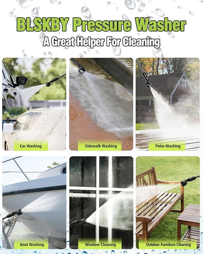 Portable Cordless Pressure Washer 2 Batteries - 1200PSI Brushless Cordless Power Washer with 6-in-1 Nozzle, Adjustable Foam Cannon LCD Touch Screen for Car Garden