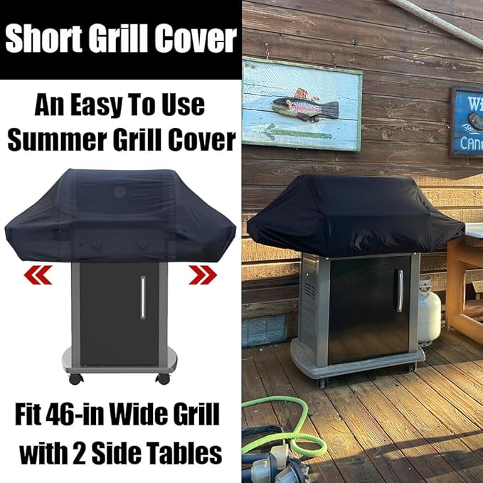 Short BBQ Grill Cover Lightweight Waterproof Outdoor Summer BBQ Gas Grill Covers 46 inches