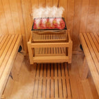 Outdoor Barrel Sauna, 8 Person Wooden Steam Sauna Room with 6kw Toule Electric Heater with Stone, Canadian Red Ceder, Asphalt Shingle Roof (Red Ceder)