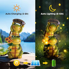Garden Turtle Outdoor Statues, Solar Garden Statue Two Sweet Frog Face Turtles Decor with 3 LED Lights, for Patio Lawn Porch Yard,Gifts for Birthday, Easter, Housewarming