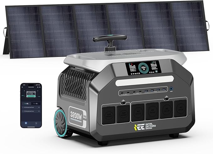 IEE 2400W/2048Wh Solar power station,P2400 Solar Generator(4800W Peak) With 500W Solar Panel,1800W Super Fast Charging,APP Control Emergency Power Station for Home, Camping, Power Outages