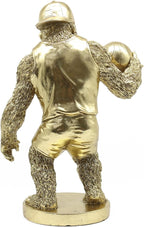 Lukitas Gorilla Playing Basketball Figurine Decor, Kingkong Statue and Sculpture Decor, Creative Decoration for Living Room Office, Golden, Resin 13.5''