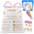 OKKEAI 4 Gallon Small Tear-Free Drawstring Trash Bags, White Bathroom Garbage Bags 60 Count – Heavy Duty Leak-Proof Wastebasket Liners with Safety Warning for Bathroom, Kitchen, Bedroom, Office