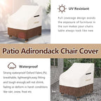Adirondack Chair Covers 2 Pack,Waterproof Heavy Duty Patio Furniture Cover for Outdoor Chair Size 32 W x 35 D x 36 H inches,Beige & Brown