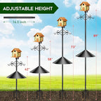 89 inch Double Hooks Heavy Duty Bird Feeder Pole with Squirrel Baffle for Outdoors,5-Prong Base Adjustable Bird House Pole for Smart Camera Birdfeeder,Bluebird House