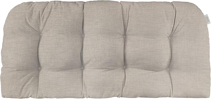 RSH DECOR Sunbrella Tufted Wicker Loveseat Cushion | 44” x 22" | Water and Fade-Resistant Performance Fabric | Outdoor Settee Cushion for Patio Furniture | Made in USA (Cast Silver)
