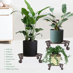 Yimobra 2 Pack Plant Stand for Flower Pot Heavy Duty Potted Holder Indoor Outdoor Metal Rustproof Iron Garden Container Round Supports Rack for Planter Bronze, Brown,11.8 Inches