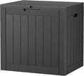 31 Gallon Deck Box Large Outdoor Storage Boxfor Patio Furniture,Outdoor Cushions, Garden Tools, Sports Equipment and Pool Supplies, Waterproof, Resin, Lockable